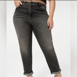 Good American Good Girlfriend High Waist Straight Leg Jeans Black 4/27